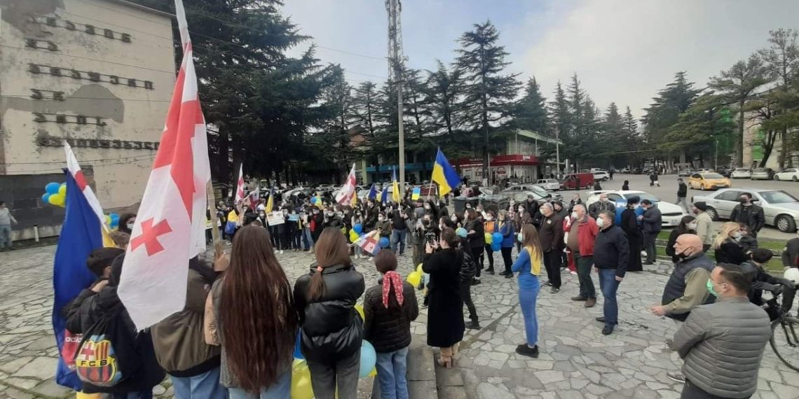 ხონში უკრაინის მხარდამჭერ აქციაზე საზოგადოების სრული სპექტრი იყო წარმოდგენილი