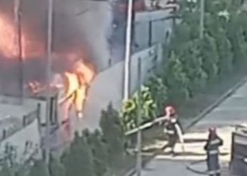 რუსთავში ერთ-ერთ მშენებლობაზე კონტეინერი დაიწვა