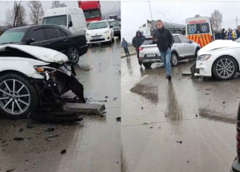 ერთმანეთს 5 მანქანა და ტრაილერი შეეჯახა – ავარია ქარელში